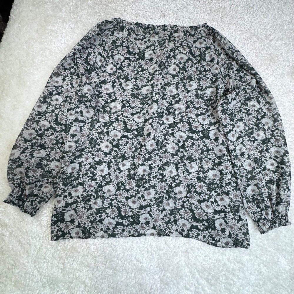 Cabi Green Floral Peasant Blouse - Picture 2 of 7